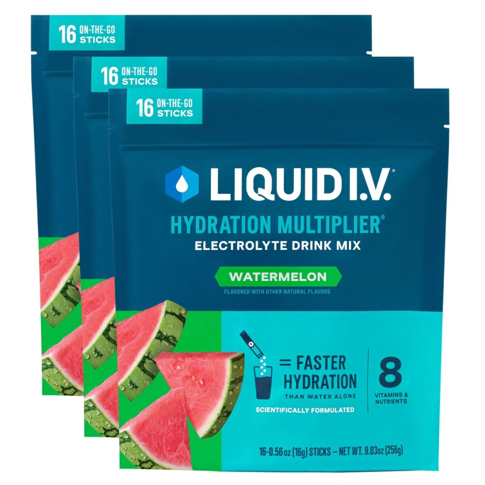 Liquid I.V. Hydration Multiplier - Watermelon | Electrolyte Powder Drink Mix | 3 Pack (48 Servings)
