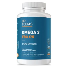 Dr. Tobias Omega 3 Fish Oil, 2000mg Triple Strength with 800mg EPA 600mg DHA Per Serving, Fish Oil Omega 3 Supplements for Heart, Brain & Immune Support, 90 Softgels, 45 Servings