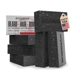 Bossman 6-Pack 4-in-1 Charcoal Soap Bar (4 oz) - Bar Soap for Men - All-Natural Beard Wash, Shampoo, Body Wash & Shaving Solution - Lavender & Patchouli Scent