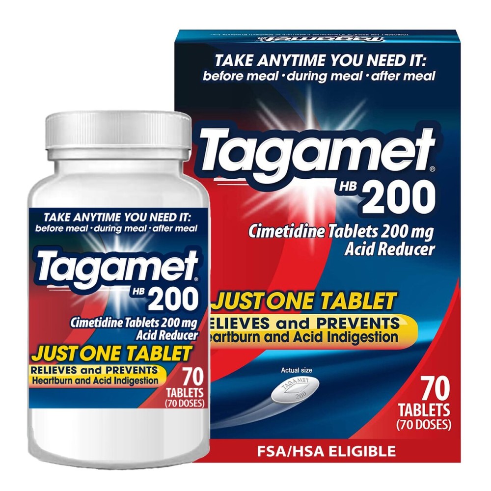 Tagamet HB 200 mg Cimetidine Acid Reducer and Heartburn Relief, Relieves and Prevents Indigestion, 70 Count
