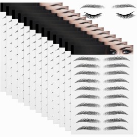 Maitys 12 Sheets 108 Pairs 4D Hair Like Waterproof Eyebrow Tattoos Stickers Temporary Transfer Brows Decal Peel off Fake Eyebrow Sticker Instant Authentic Brow Decal for Women(Stylish Style)