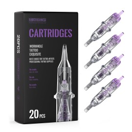 Wormhole Tattoo Cartridge Needles, 20pcs 5F Disposable Tattoo Needle Cartridges Standard 5 Flat Shader for Tattoo Pen Tattoo Cartridge Machine Permanent Makeup Tattoo Supplies (1205F)