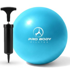 ProBody Pilates Small Exercise Ball with Pump - 9 Inch Workout Ball for Stability, Barre, Yoga, Core & Physical Therapy, Home Gym & Office Use (Teal)