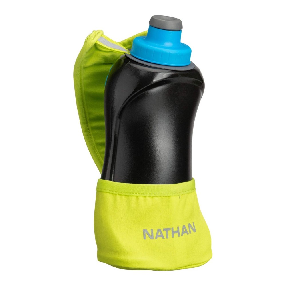 Nathan Running Handheld Water Bottle Adjustable No-Grip Quick Squeeze Lite Hand Strap. 18 oz Insulated Water Bottle. Reflective Hydration