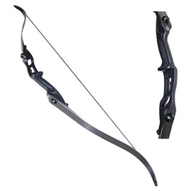 Toparchery Archery 56 Black Hunter Recurve Bow Takedown Hunting Recurve Bow Metal Aluminum Riser Crack-Resistant Design for Hunting & Competition Archery Right Hand Black Long Bow(24lbs)