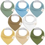KeaBabies 8-Pack Organic Baby Bandana Bibs for Boys, Girls - Super Absorbent Triangle Baby Bibs for Drooling and Teething Infant, 100% Cotton Extra Soft for Newborn, Infant 0-36 Months (Daybreak)
