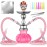 2 Hose Hookah Set 11\'\' Small Shisha Hookah Set With Mini Pumpkin Glass Vase, Ceramic Bowl, Leather Hose, Coal Tong, Hookah Foil, Disposable Tips (Pink)