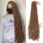 Leeven 36 Inch Soft Crochet Hair 7 Packs Honey Blonde Distressed Faux Locs Pre Looped Natural Butterfly Locs Super Long Synthetic Braids Hair Extension for Women 27