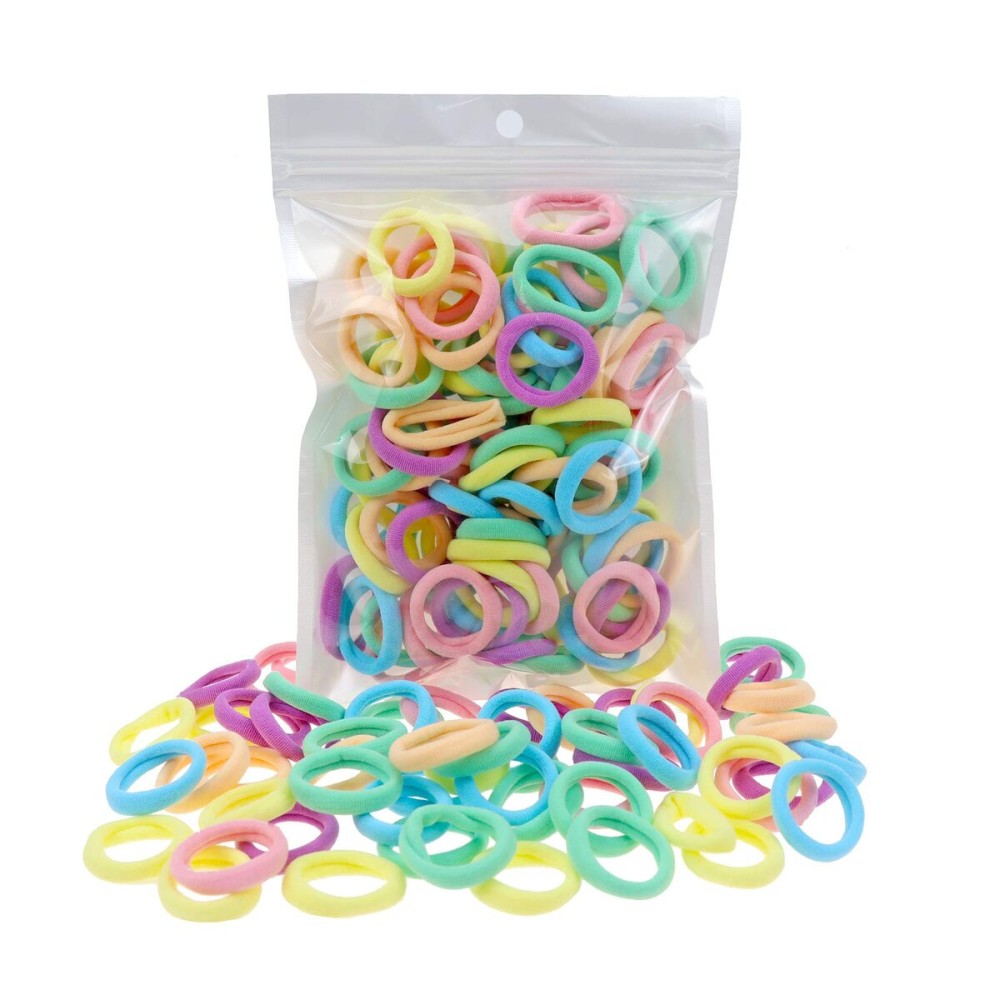 100 Pack Pastel Colorful Nylon Elastics Hair Tie Girls\' Ponytail Holder Accessories