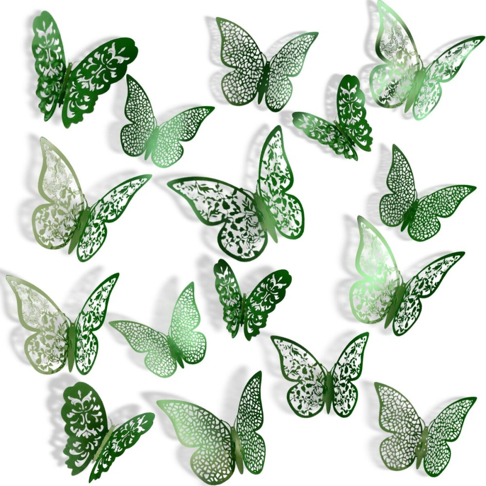 72 Pieces 3D Butterfly Wall Decals Sticker Decal Wall Decor Art Decorative Sticker 3 Sizes for Room Home Nursery Classroom Offices Bedroom Bathroom Living Room Decor(Light Green)
