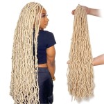 Leeven Blonde Soft Locs 36 Inch New Faux Locs Crochet Hair 7 Packs Pre-looped Extended Natural Wavy Goddess Locs Afro Roots Crochet Braids Synthetic Braiding Hair for Women (613)