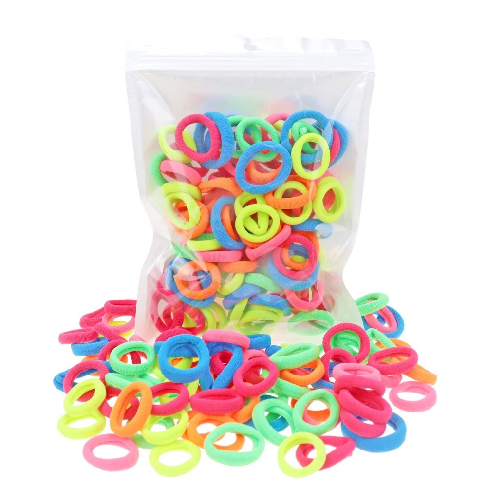 100 Pack Neon color Nylon Small Hair Ties Baby Girls\' Ponytail Holder