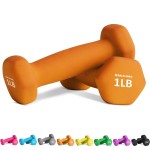 Balelinko Home Gym Equipment Workouts Strength Training Weight Loss Pilates Weights Yoga Sets Weights for Women, Men, Seniors and Youth, 1LB Orange, Pair