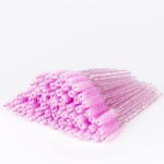 i-Laesh 100 Pcs Disposable Eyelash Brushes, Mascara Wands, Spoolies for Eyelash Extensions, Spoolie Eyebrow Brow Makeup Supplies Kit Glitter Applicator Tool Accessories Bristle (Crystal Pink)