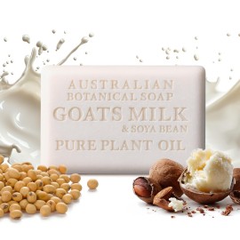 Australian Botanical Soap Goat Milk Soap Bar - Triple-Milled Body Cleanser with Shea Butter & Soya Bean Oil - Gentle Hydration for Sensitive Skin 6.8 oz - 1 Pack