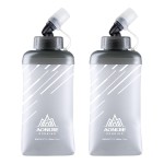 TRIWONDER Water Bottles TPU Soft Flasks Collapsible Running Flasks for Hydration Pack Backpack Hiking Cycling (Gray - 500ml - Pack of 2)