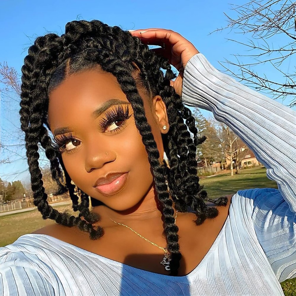 Ubeleco Short Passion Twist Hair 10 Inch 154 Strands Water Wave Crochet Hair 7 Packs Passion Twist Crochet Hair for Black Women Spring Twists Curly Braiding Hair Extensions (10 Inch,1B)