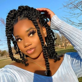 Ubeleco Short Passion Twist Hair 10 Inch 154 Strands Water Wave Crochet Hair 7 Packs Passion Twist Crochet Hair for Black Women Spring Twists Curly Braiding Hair Extensions (10 Inch,1B)
