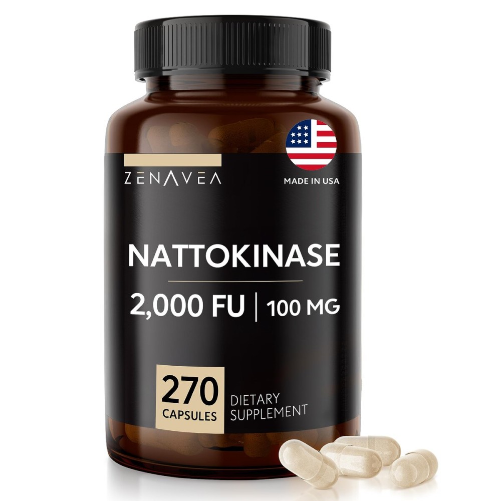 Zenavea - Nattokinase Supplement - 2000 FU of Enzyme - 270 Capsules of Nattokinase 100mg - Gluten Free, Non-GMO, Vegan
