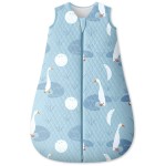 Unnivoll Baby Sleep Sack 12-18 Months 1.5 Tog Baby Wearable Blanket 100% Cotton Fabric Warm Sleeping sack with 2-Way Zipper Quilted for Toddler Infant Tog Blue Duck