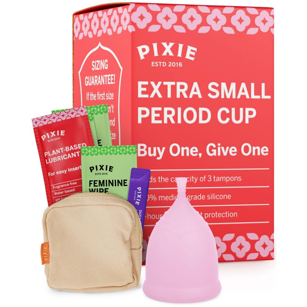 Pixie Cup - Soft, Safe, Reusable Menstrual Cup - Ranked 1 for The Best Tampon Alternative - 100% Medical-Grade Silicone Period Cup for Feminine Care - Buy One We Give One (Blush, Extra Small)