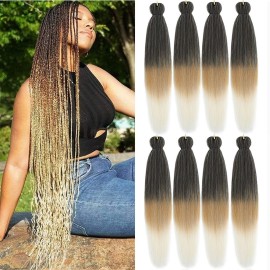 Liang Dian Pre Stretched Braiding Hair Ombre 30 Inch 8 Packs Synthetic Crochet Braids Hot Water Setting Professional Soft Yaki Texture Synthetic Hair Extensions(1B/27/613)
