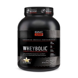 GNC AMP Wheybolic Clinically Proven Protein Powder, 40g Whey Protein, BCAA, Leucine, Increases Muscle Strength, Muscle Building, 3rd Party Tested, Gluten Free, Natural Vanilla, 25 Servings
