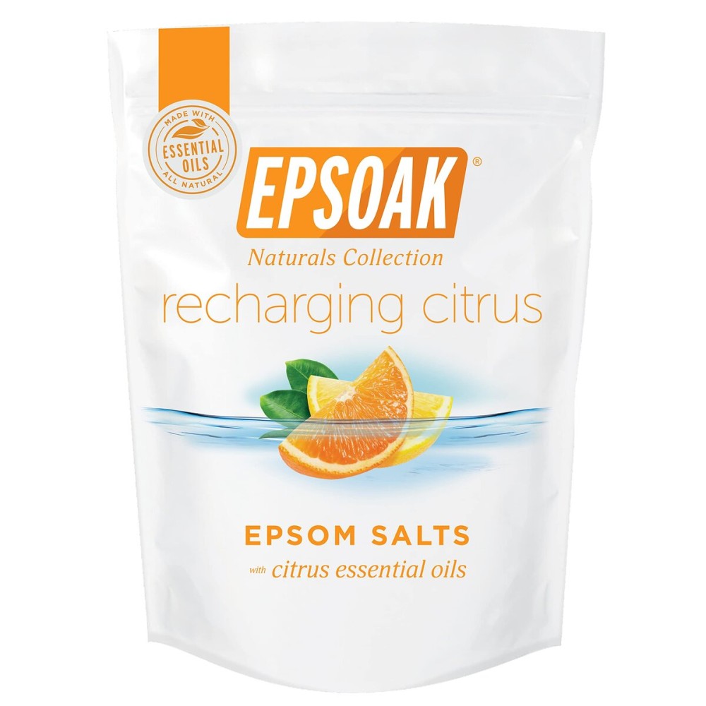 Epsoak Epsom Salt 2 lb. Magnesium Sulfate USP. (Qty. 1 x 2lb. Bag), Recharging Citrus Scented, Resealable Epsom Salt Bag, Made in The USA, Cruelty-Free Certified