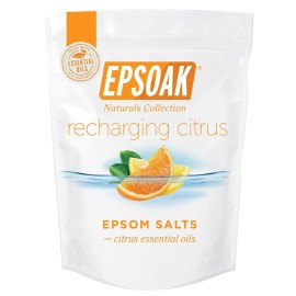 Epsoak Epsom Salt 2 lb. Magnesium Sulfate USP. (Qty. 1 x 2lb. Bag), Recharging Citrus Scented, Resealable Epsom Salt Bag, Made in The USA, Cruelty-Free Certified