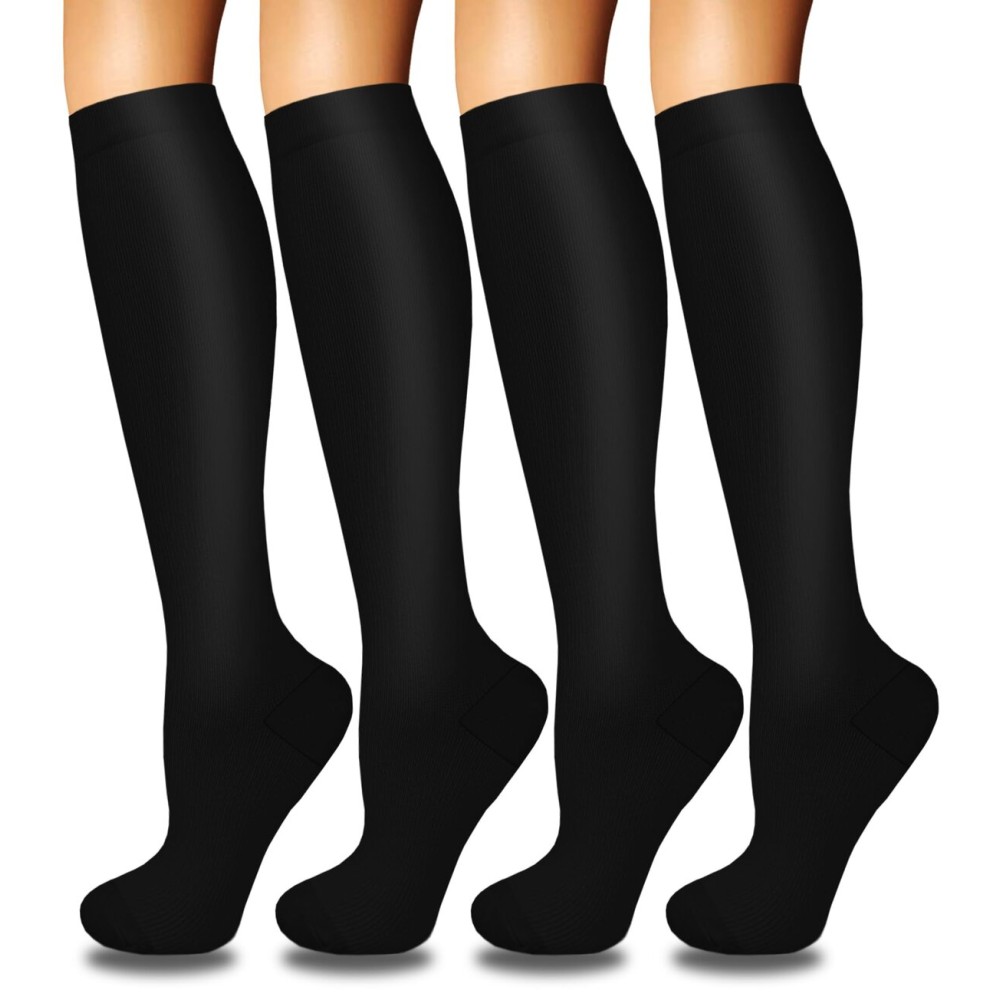 4 Pairs Compression Socks for Women Men Circulation-Best Support for Nurses,Running,Athletic,Travel L-XL