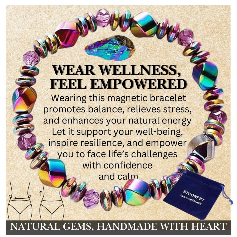 STCORPS7 Hematite Magnetic Strand Bracelet, Multi Color, Unisex Bracelet, Stress Relief, Meditation, Yoga