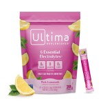 Ultima Replenisher Daily Electrolyte Powder Drink Mix - Sugar Free - Pink Lemonade, 20 Stickpacks - Hydration Packets with 6 Electrolytes and Trace Minerals - Keto Friendly, Vegan, Non-GMO