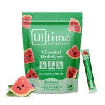 Ultima Replenisher Daily Electrolyte Powder Drink Mix - Sugar Free - Watermelon, 20 Stickpacks - Hydration Packets with 6 Electrolytes and Trace Minerals - Keto Friendly, Vegan, Non-GMO