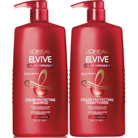 L\'Oreal Paris Elvive Color Vibrancy Protecting Shampoo and Conditioner Set for Color Treated Hair, 28 Fl Oz (Set of 2)