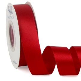 Ribbli Double Faced Red Satin Ribbon,1 x Continuous 25 Yards,Fabric Ribbon Use for Bows Bouquet,Christmas Gift Wrapping,Floral Arrangement