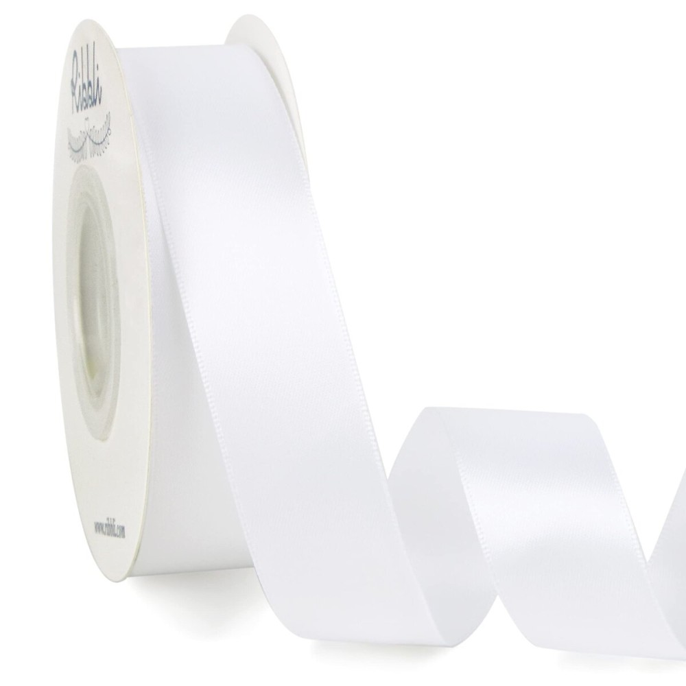 Ribbli Double Faced White Satin Ribbon,1 x Continuous 25 Yards,Use for Bows Bouquet,Gift Wrapping,Floral Arrangement