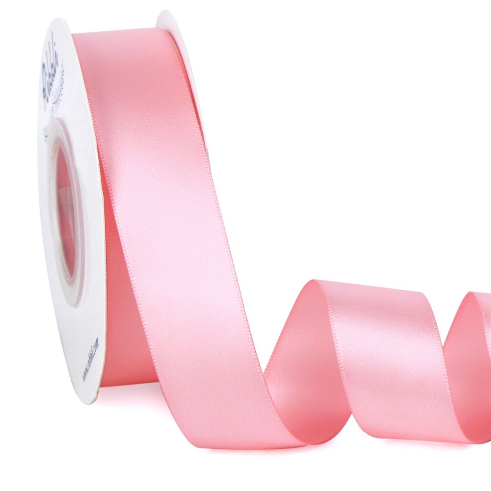 Ribbli Double Faced Pink Satin Ribbon,1 x Continuous 25 Yards,Use for Bows Bouquet,Gift Wrapping,Baby Shower,Floral Arrangement