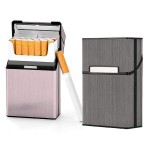 Cigarette Case Brushed Metal Cigarette Case with Magnetic Switch Flip Closure,20 Capacity (2 Pack,85mm, Rose Red + Gray)