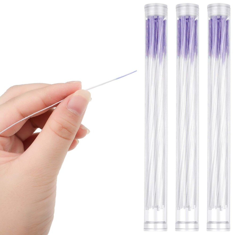 Maitys 180 Pcs Earrings Hole Cleaner, Piercing Cleaner Floss, Rose Fragrance Odor Removal Ear Care, Piercing Floss Disposable Aftercare Cleaning Tool(Purple)