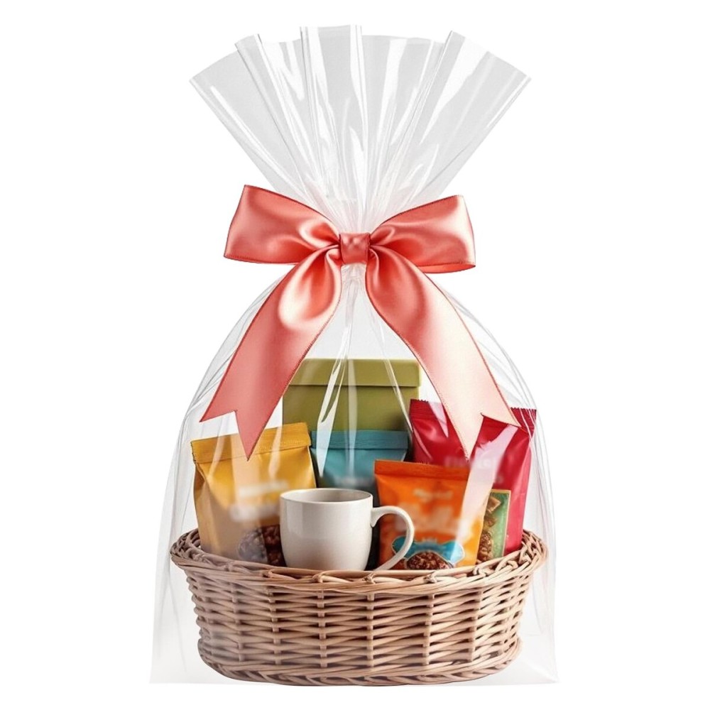 Morepack Cellophane Bags,16x24 Inch 20 Pcs Cellophane Wrap for Gift Baskets, Clear Basket Bags