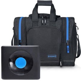Mangrove Bowling Ball Bag for Single Ball, 2020 Bowling Ball Tote Bowling Bag with Padded Ball Holder - Fits Bowler Shoes Up to Mens Size 14 and Accessories (Blue)