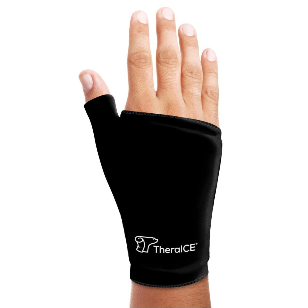 TheraICE Wrist Ice Pack Wrap Thumb Brace for Either Hand for Hot & Cold Therapy - Reusable Soft Gel Glove for Injuries, Carpal Tunnel, Arthritis, De Quervain\'s Tenosynovitis - Fits Most Women - S/M
