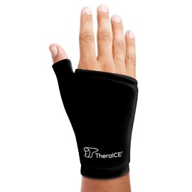 TheraICE Wrist Ice Pack Wrap Thumb Brace for Either Hand for Hot & Cold Therapy - Reusable Soft Gel Glove for Injuries, Carpal Tunnel, Arthritis, De Quervain\'s Tenosynovitis - Fits Most Women - S/M
