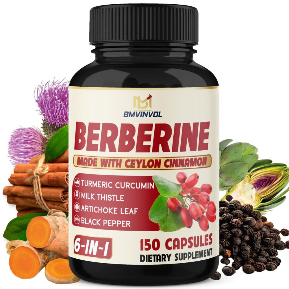 Berberine with Ceylon Cinnamon, Turmeric, Milk Thistle, Artichoke, Black Pepper - 150 Count - Pack of 1