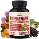 Berberine with Ceylon Cinnamon, Turmeric, Milk Thistle, Artichoke, Black Pepper - 150 Count - Pack of 1