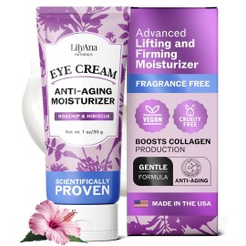LilyAna Naturals Eye Cream for Dark Circles and Puffiness, Anti Aging Under Eye Cream for Wrinkles and Bags helps Improve Dryness; for Sensitive Skin (Bottle, 1.0 Ounce (Pack of 1))