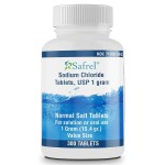Safrel Sodium Chloride Tablets 1 gm, USP | Normal Salt Tablets | (15.4gr.) | Electrolytes Replenisher Hydration Drink (300 Count (Pack of 1))