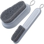 Selaurel Cleaning Brush Soft Bristle Brush Laundry Scrub Brush Clothes Underwear Shoes Scrubbing Brush, Easy to Grip Household Cleaning Brushes Tool for Countertops Bathtubs (Grey)