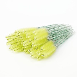 i-Laesh 100 Pcs Crystal Eyelash Brush Mascara Wands Disposable Eyebrow/Lash Brushes for Eyelashes Extensions Eye Makeup Kit Lashes Applicator Tool Spoolies (Crystal Green)