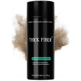 THICK FIBER Hair Fibers for Thinning Hair & Bald spots (LIGHT BROWN) - 25g Bottle - Conceals Hair Loss in Seconds - Hair Powder for Women & Men